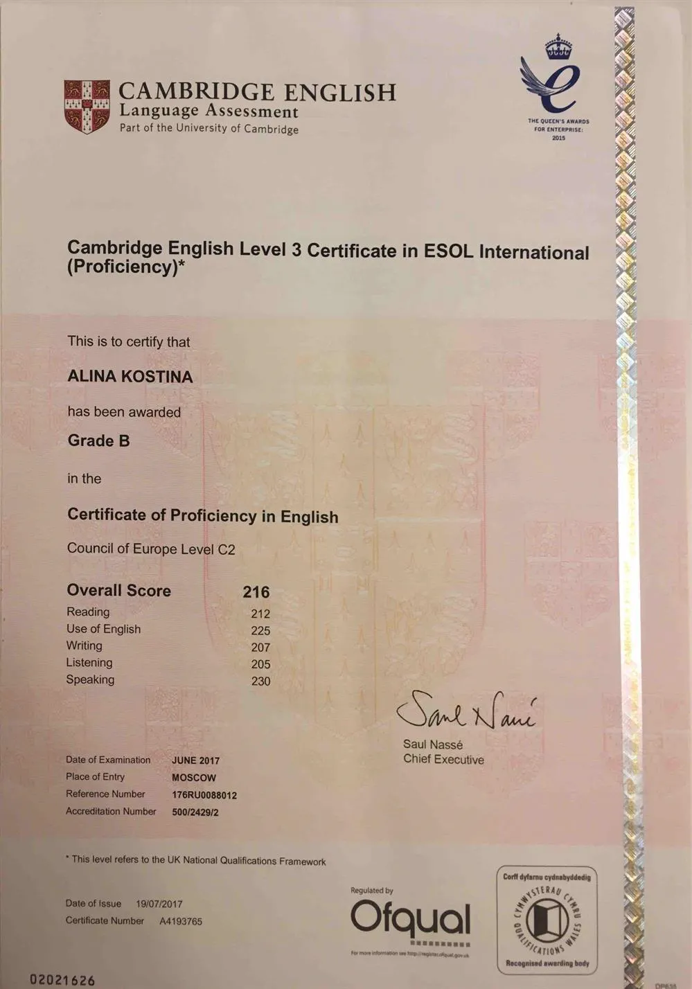 Cambridge Certificate of Proficiency 