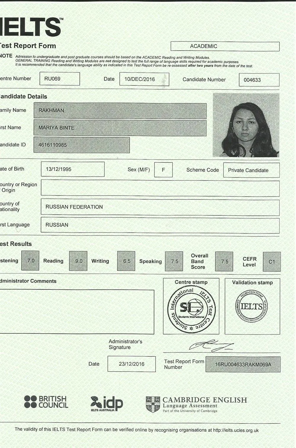 IELTS 7.5
