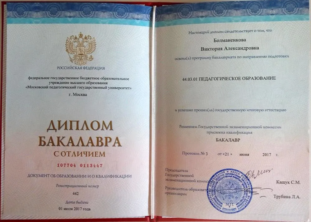 Диплом бакалавра с отличием