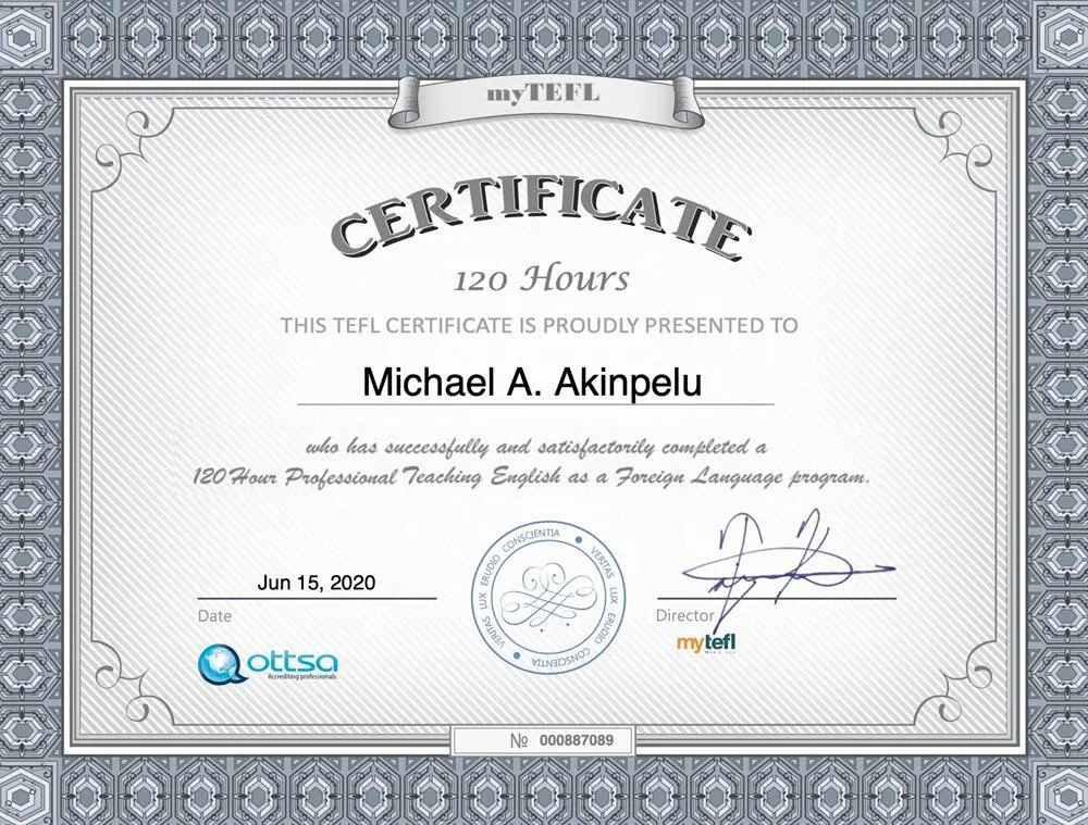 TEFL / ESL certificate