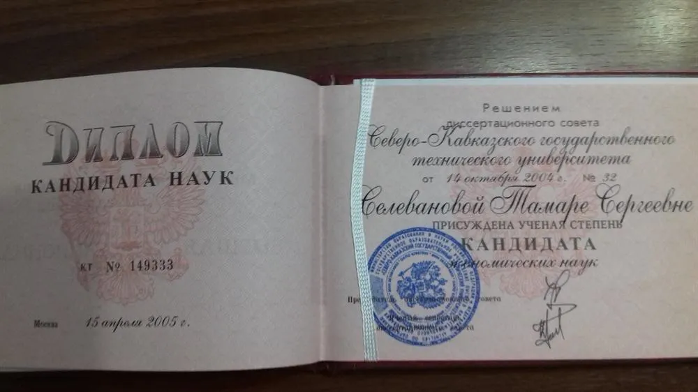 Диплом кандидата экономических наук