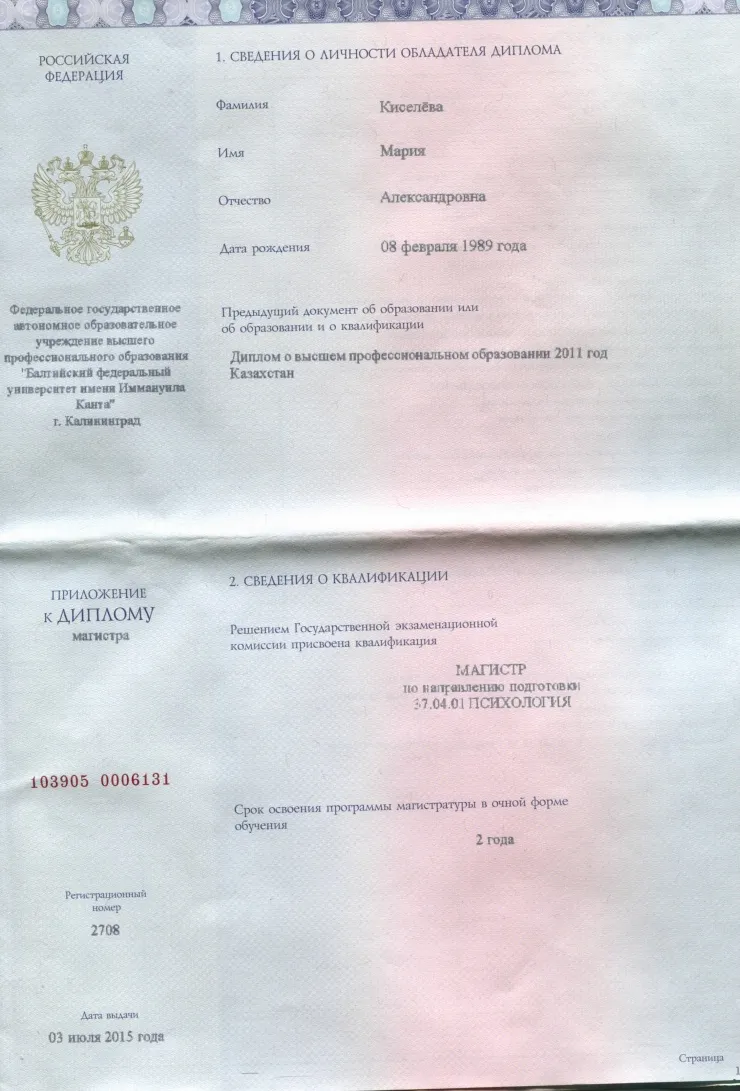 Приложение к диплому