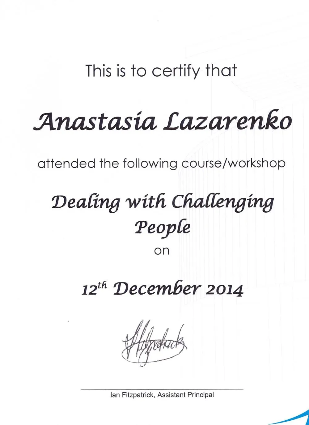 Course Dealing with Challenging People