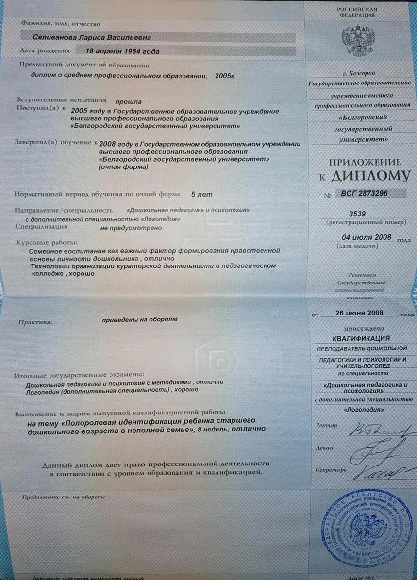 Приложение к диплому