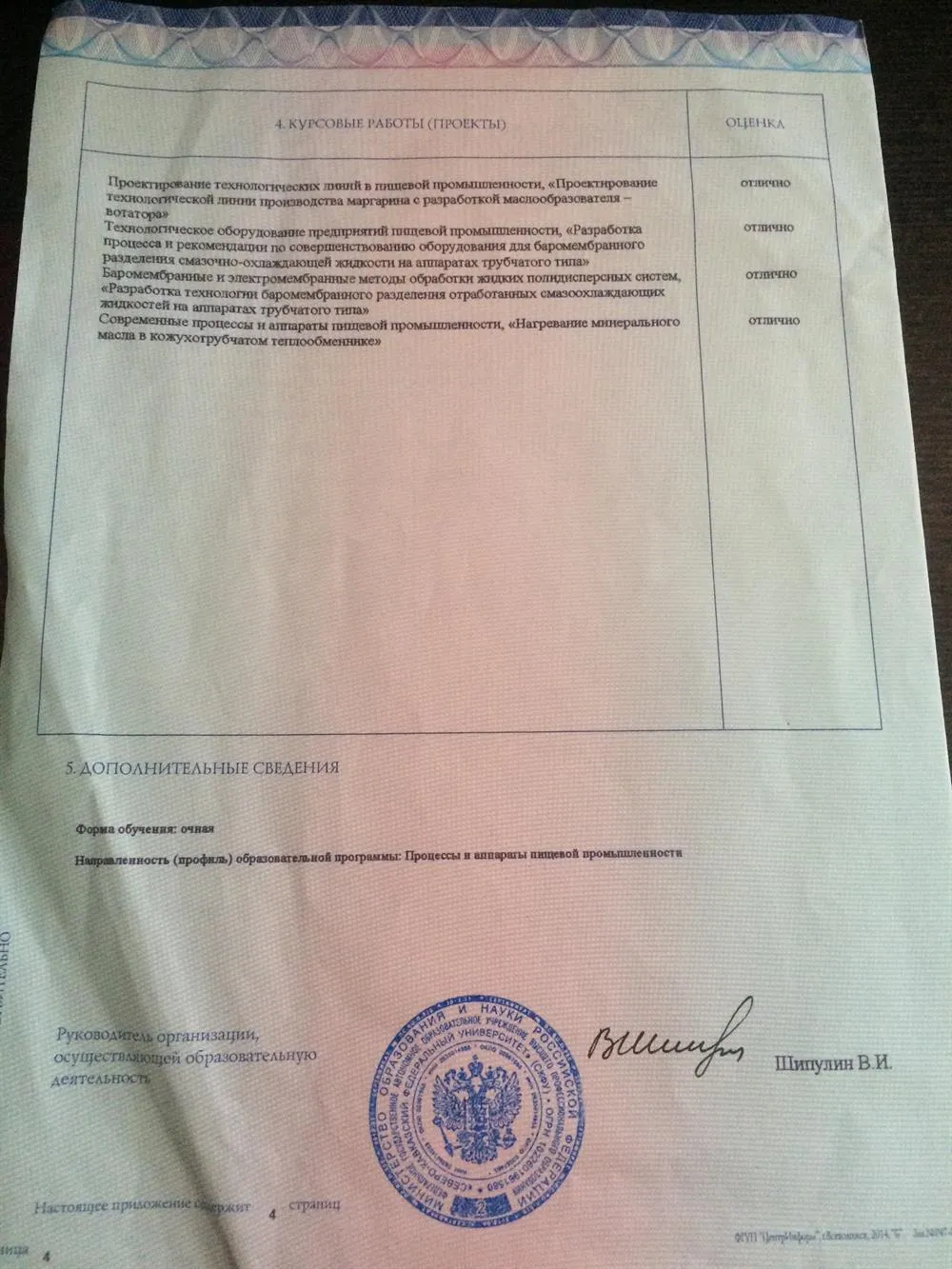 Приложение к диплому