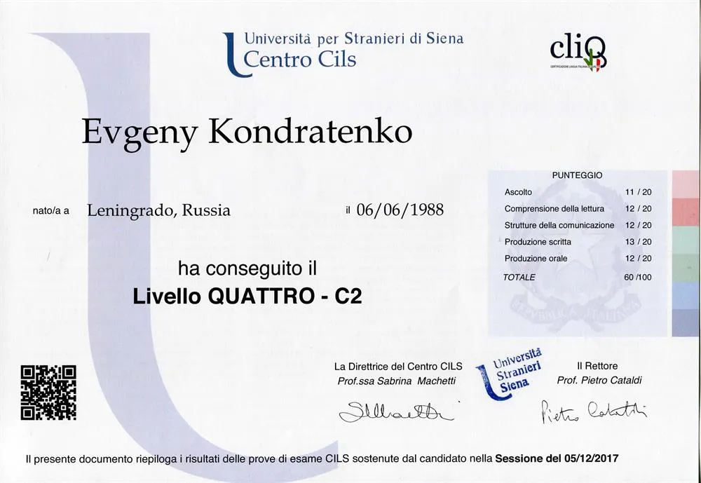 Certificato - CILS C2 