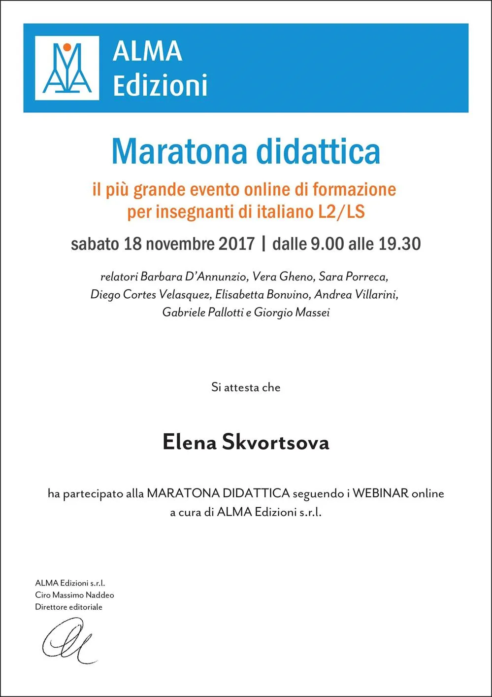 Maratona didattica Alma Edizioni