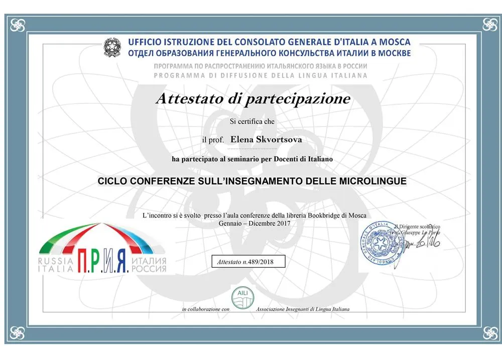 Ciclo Conferenze sull'insegnamento delle microlingue