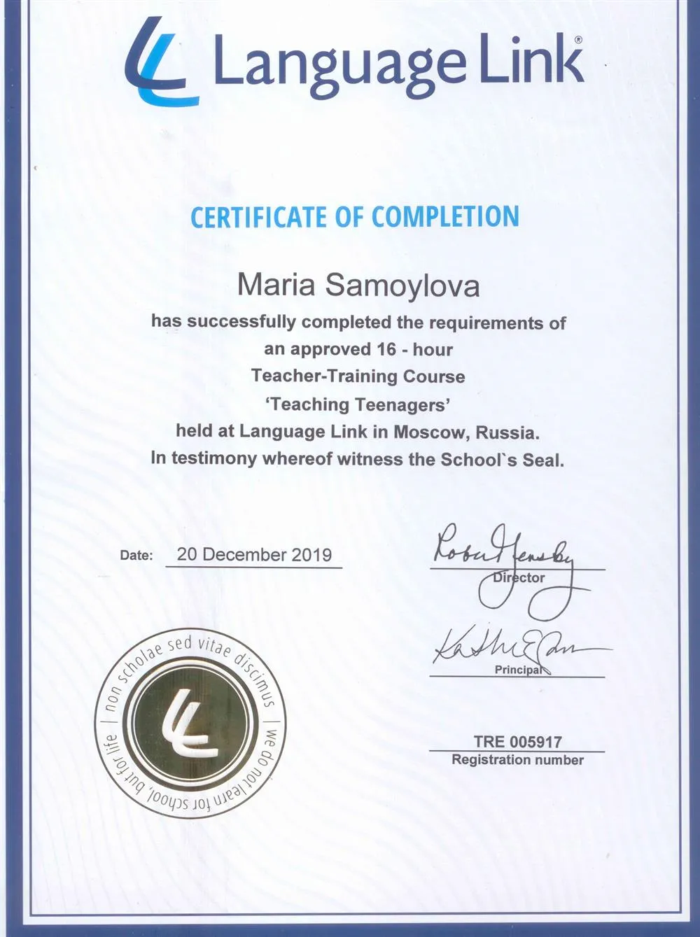 Certificate Teaching Teenagers