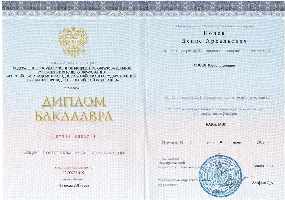 Диплом бакалавра юриспруденции 