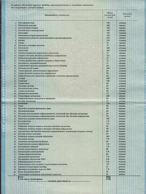 Приложение к диплому