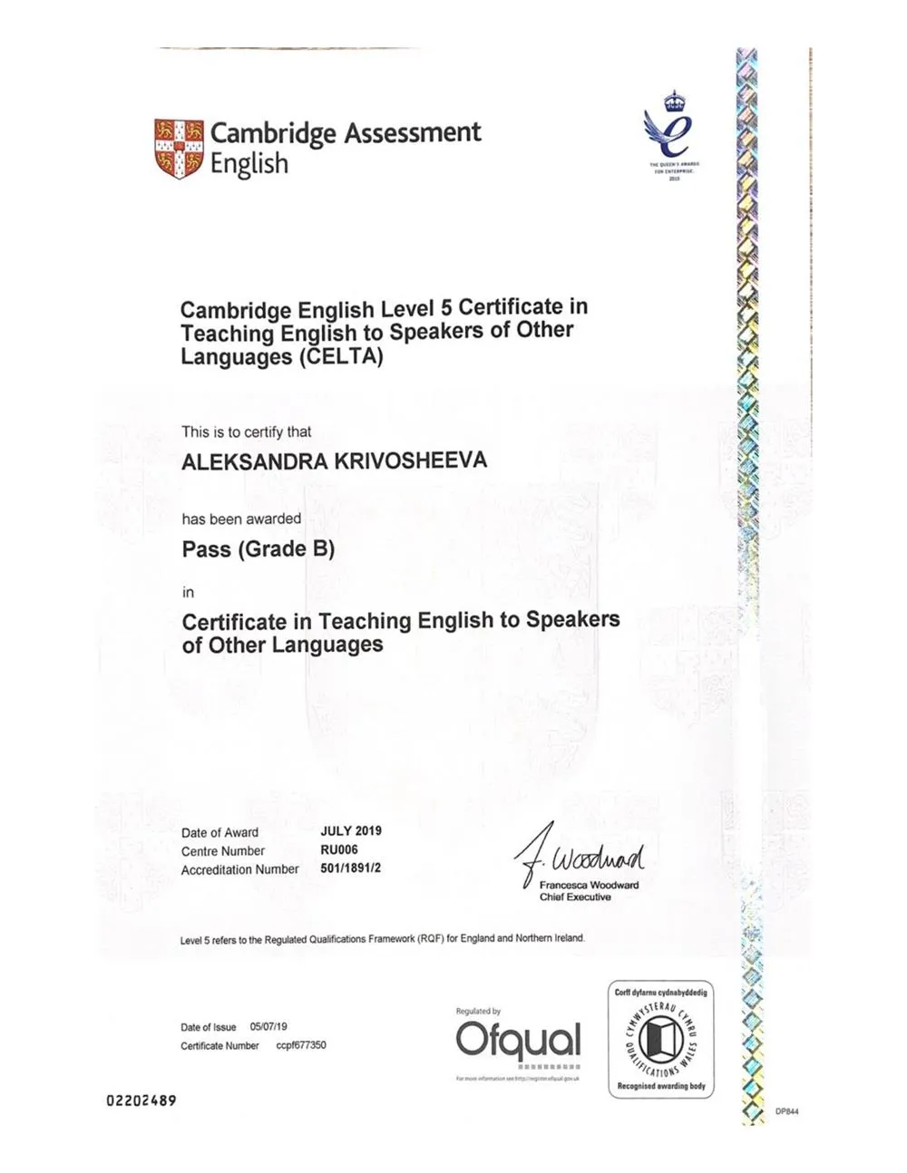 CELTA (Certificate in English Language Teaching to Adults)