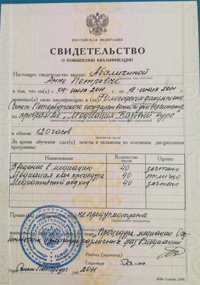 Свидетельство