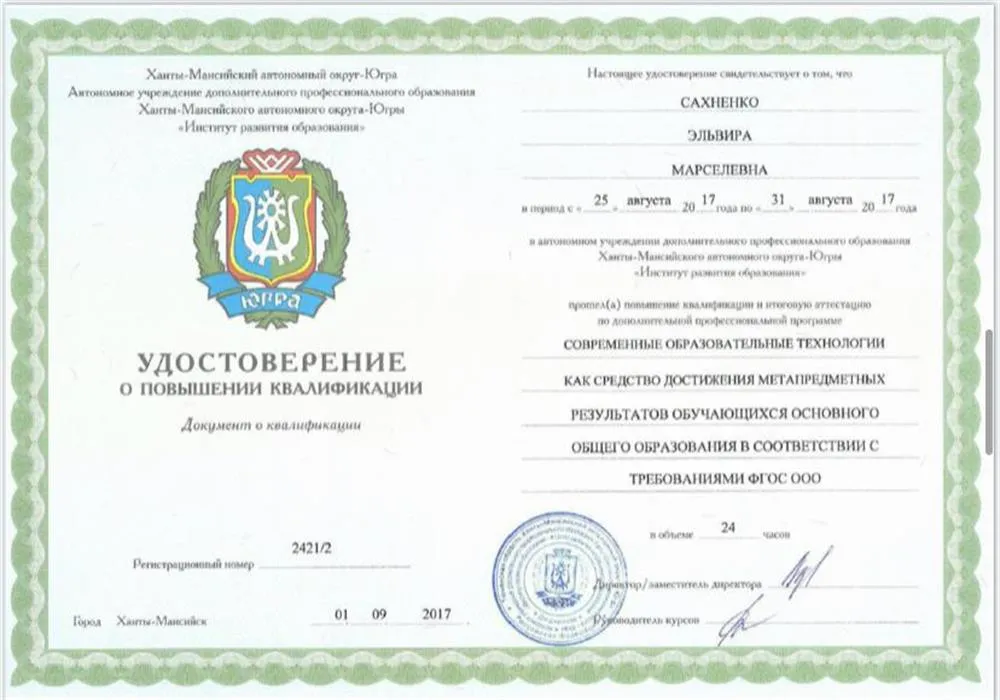 Институт развития образования, современные образовательные технологии как средство достижения метапредметных результатов обучающихся основного общего образования в соответствии с требованиями ФГОС ООО, 2017