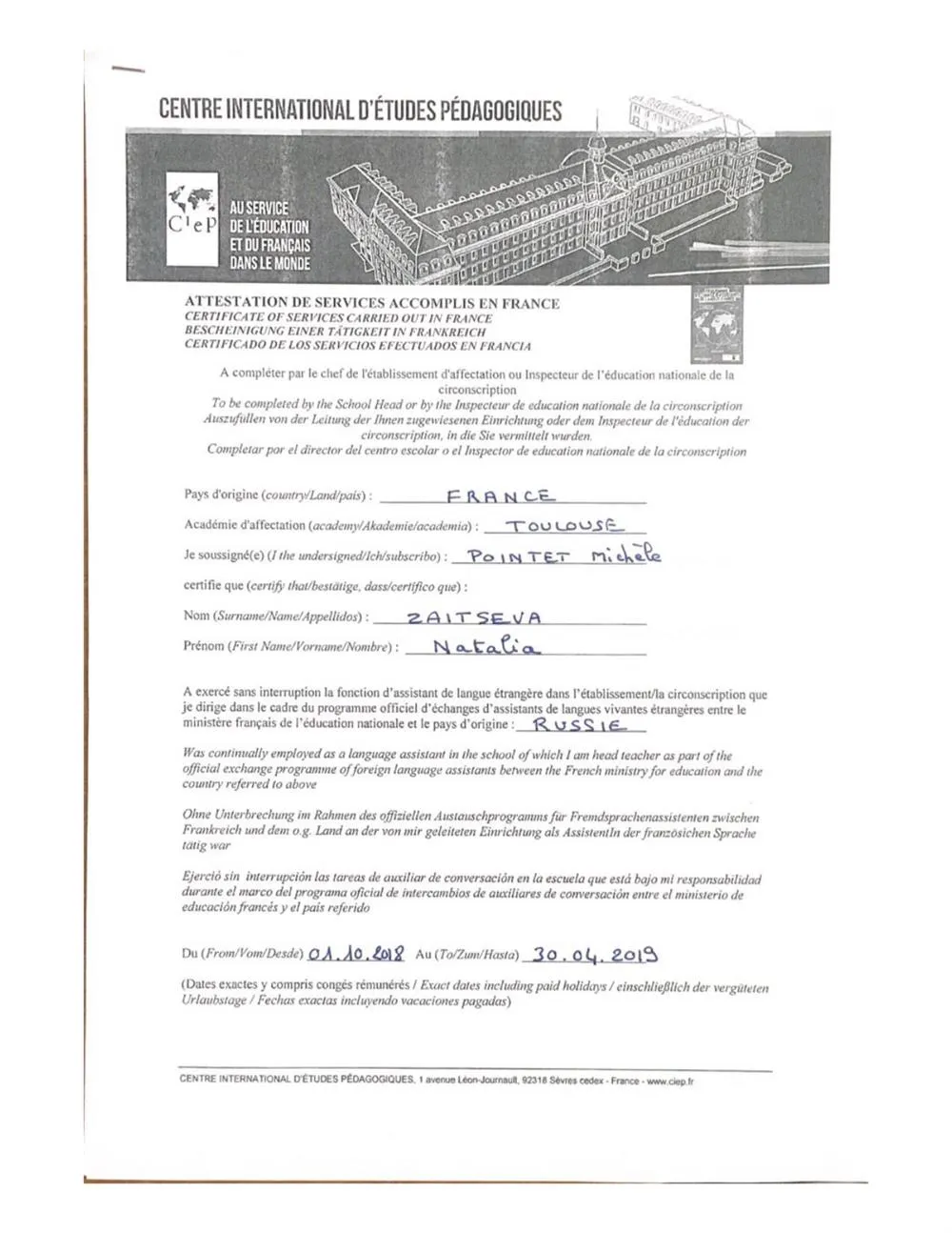 Assistant de Russe
