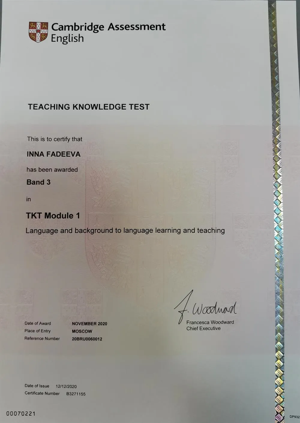 Cambridge Certificate TKT