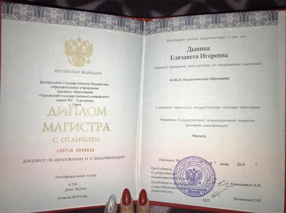 Диплом магистра естественных наук