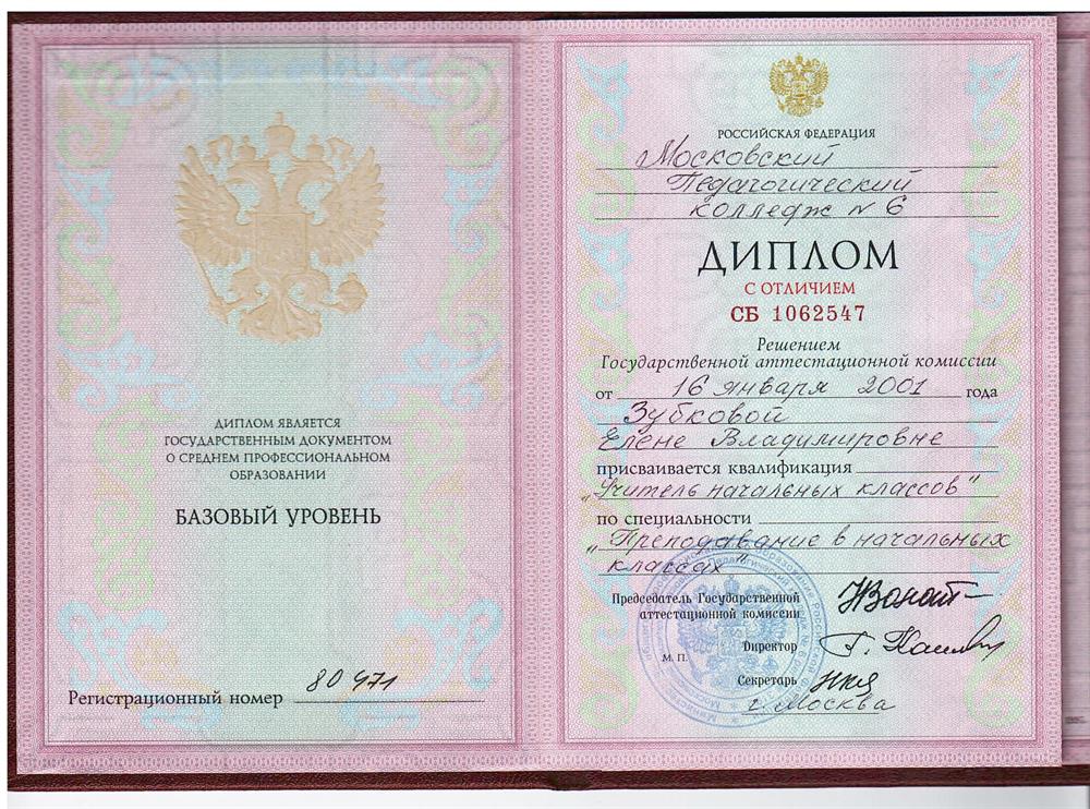 Диплом о среднем специальном образовании