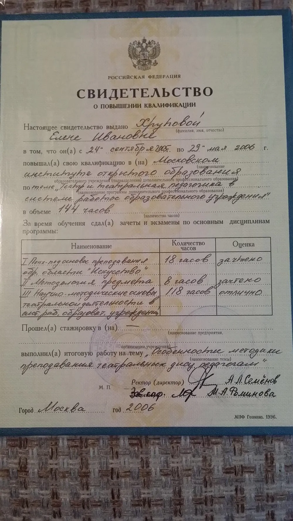 Свидетельство