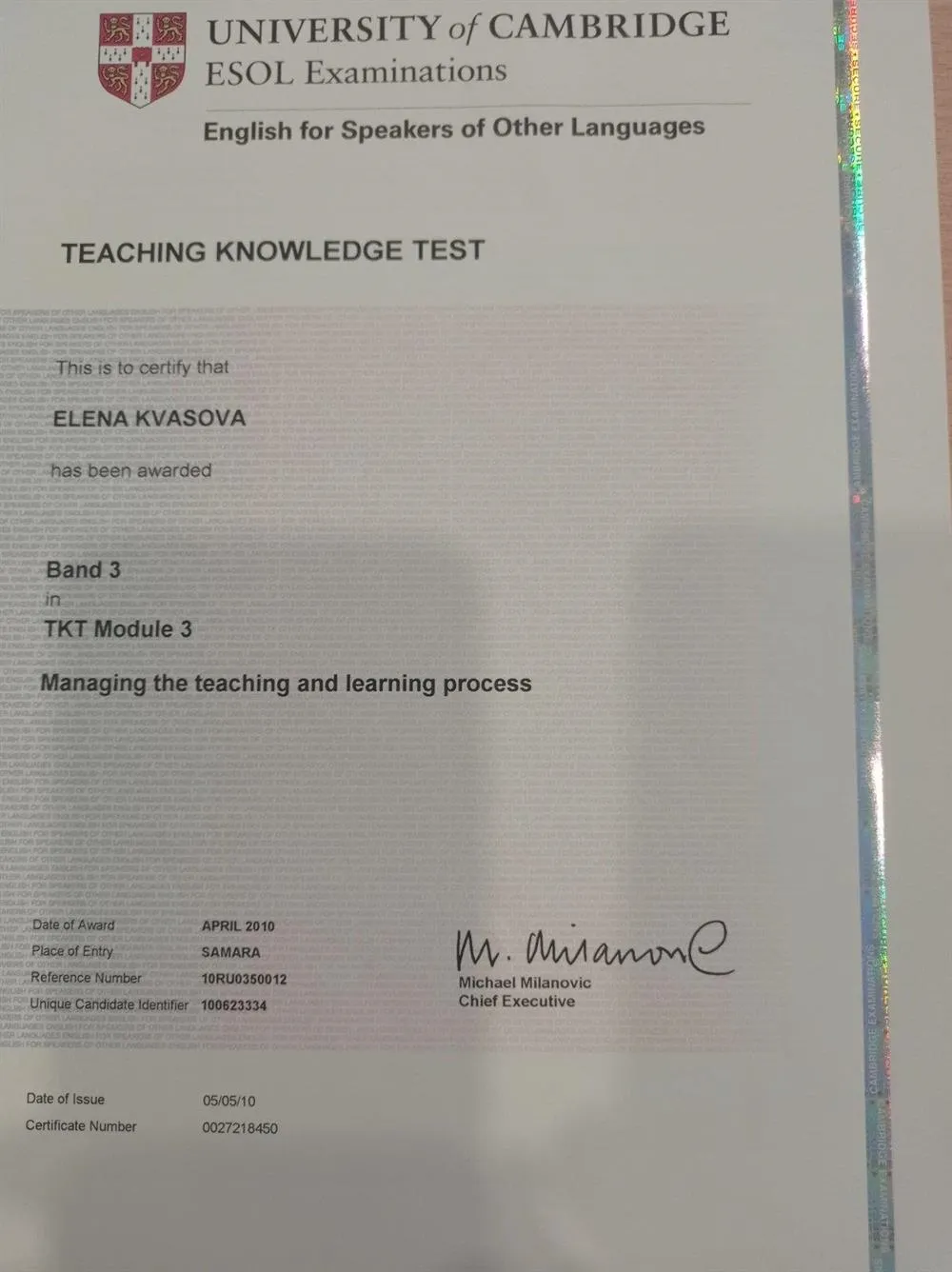 Teaching Knowledge Test Module 3