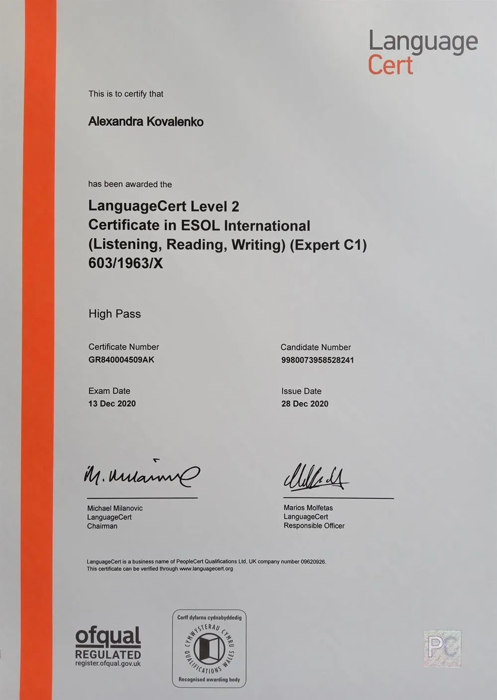 Language Cert C1