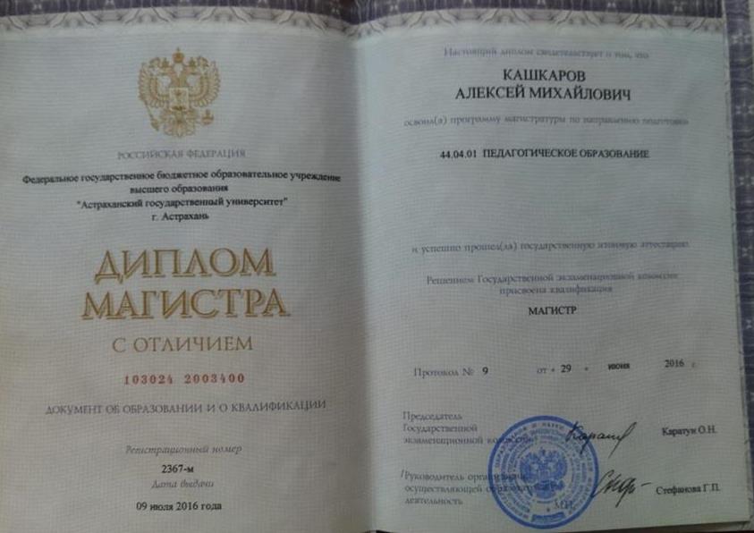 Диплом Магистра. Педагогическое образование. Профиль химия