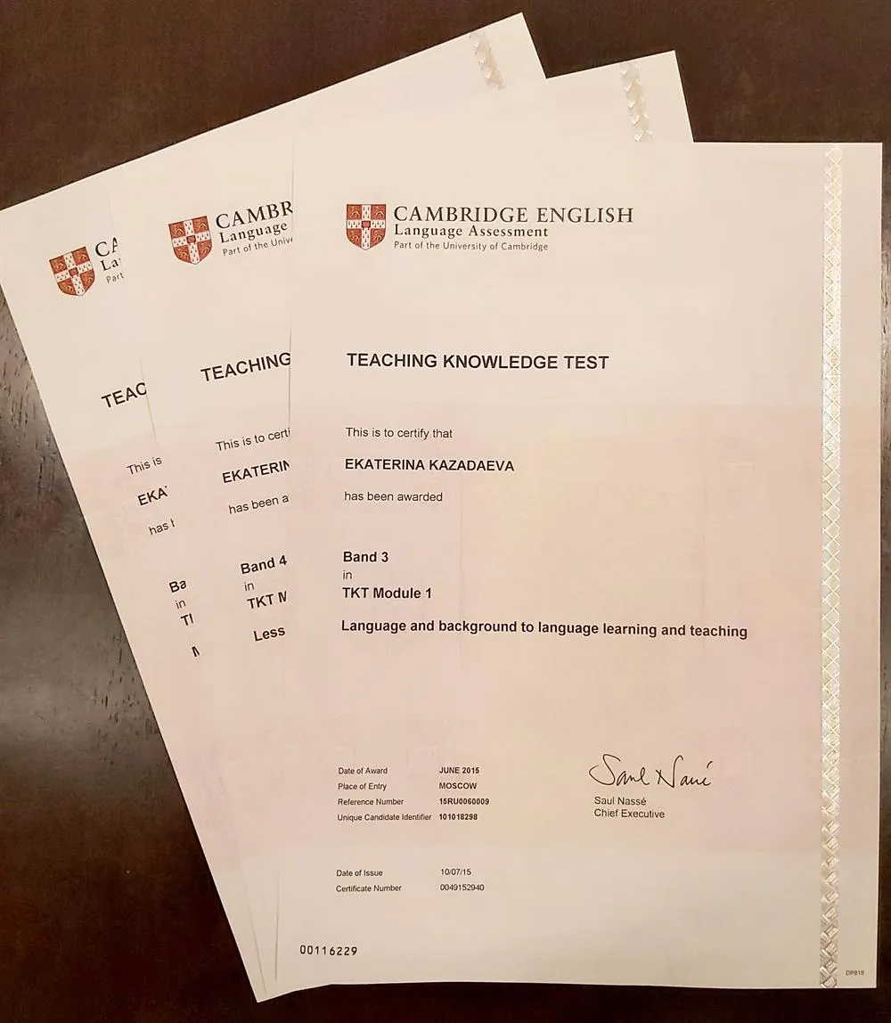 TKT Certificate 