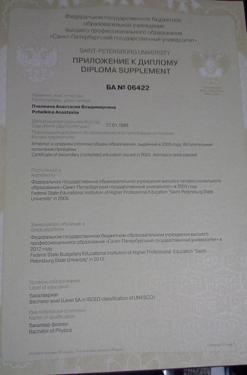 Приложение к диплому