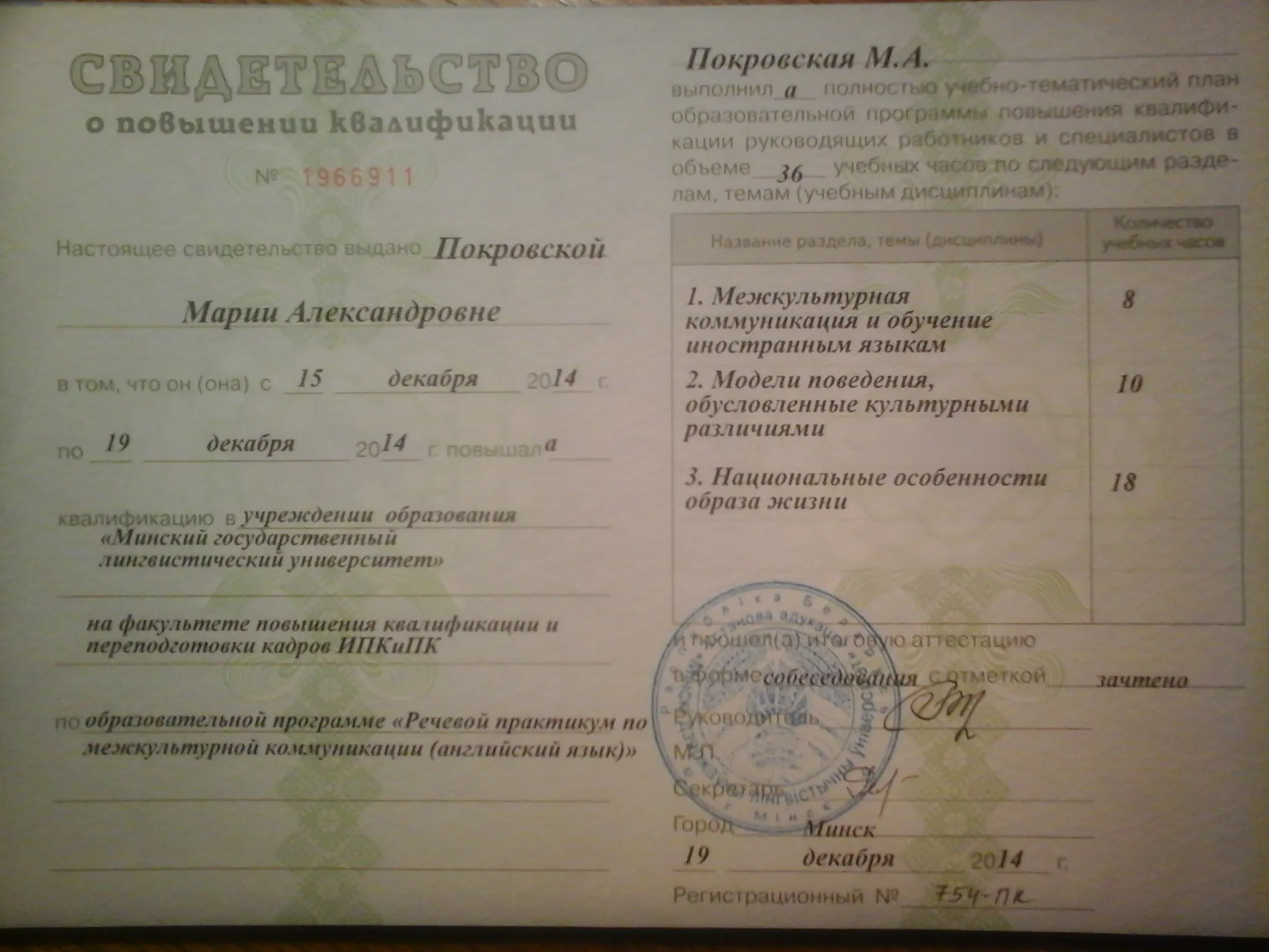 Свидетельство