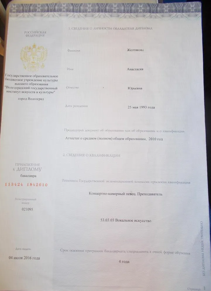 Приложение к диплому