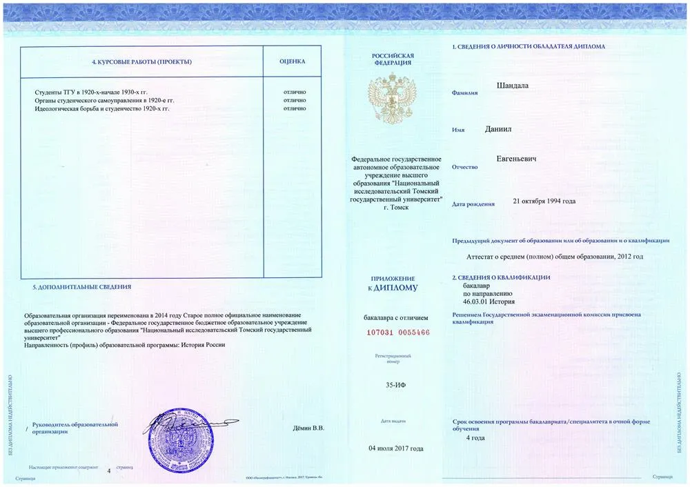 Приложение к диплому