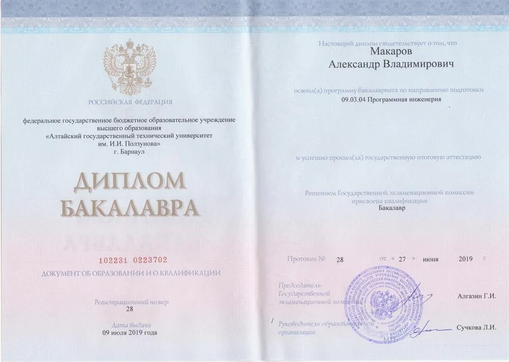 Диплом бакалавра