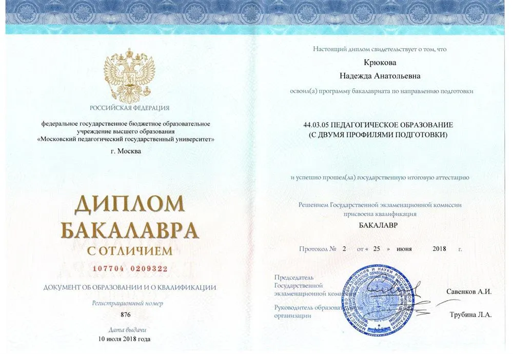 Диплом об окончании университета.
