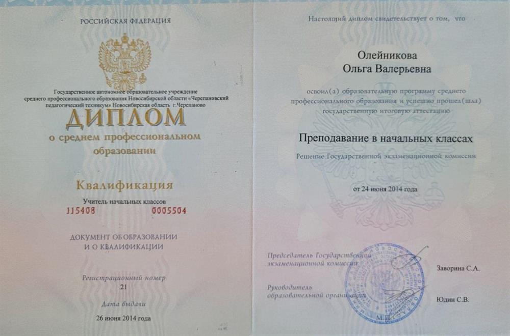 Среднее профессиональное образование