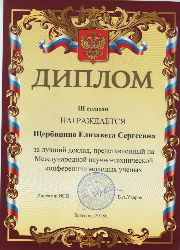 Диплом III степени
