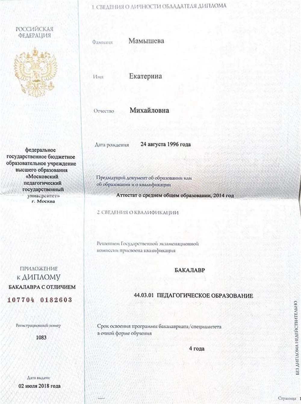 Диплом бакалавра 