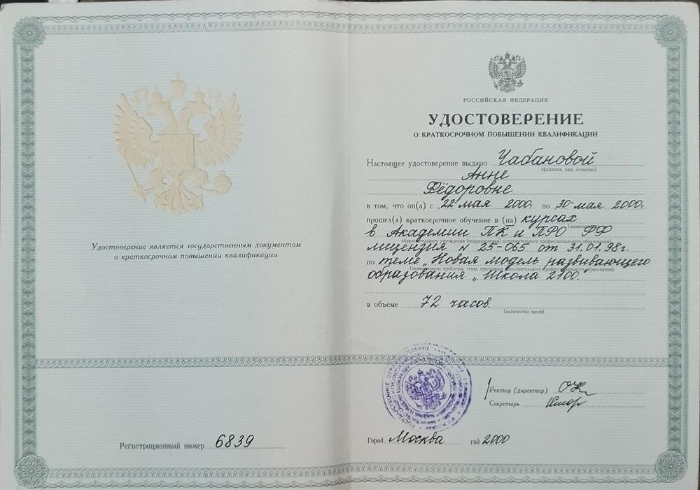 Новая модель развивающего образования "Школа 2100".