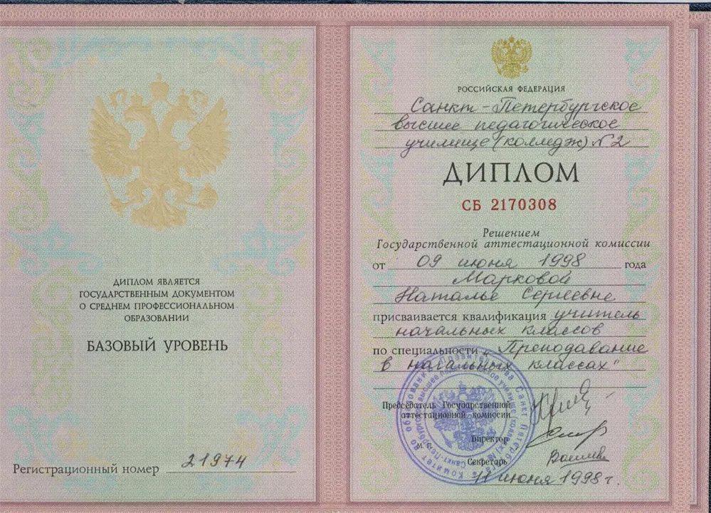 Диплом "Преподавание в начальных классах"