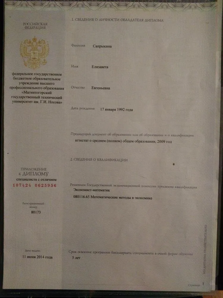 Приложение к диплому