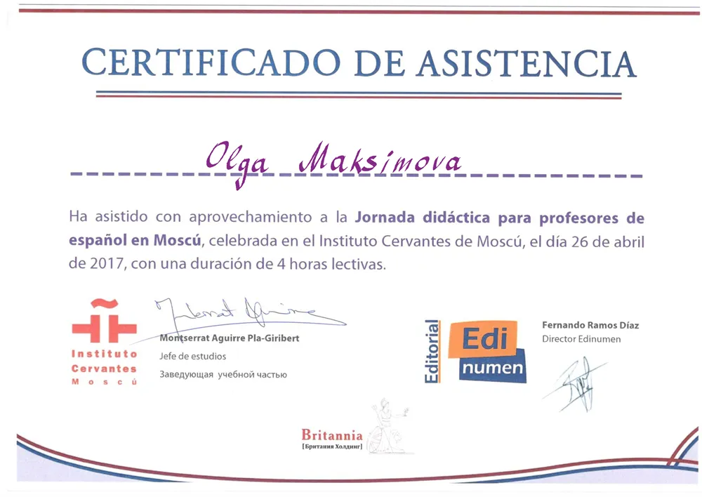 CERTIFICADO DE  ASISTENCIA