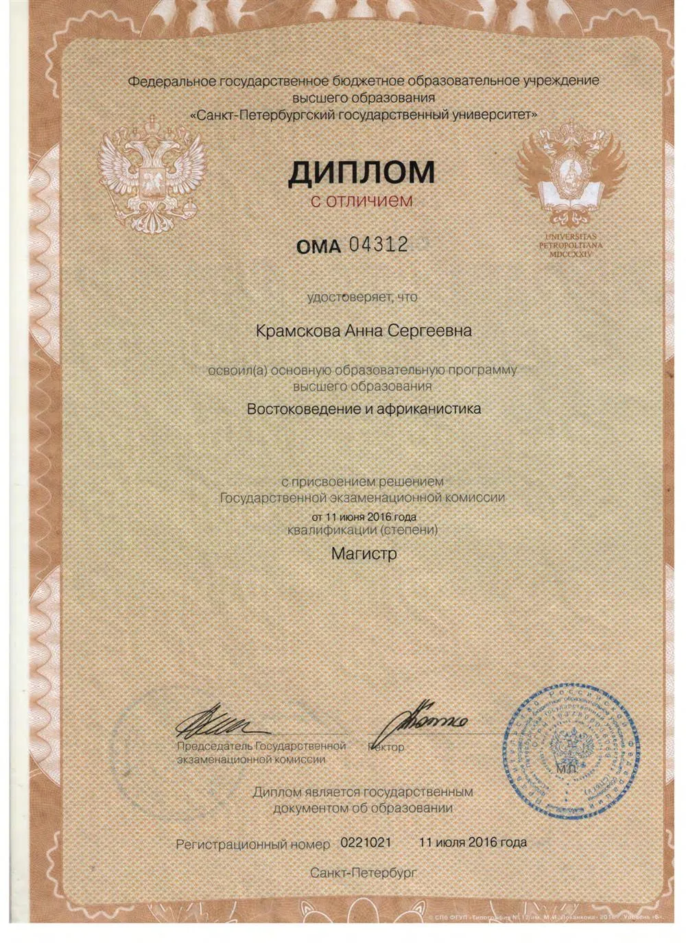 Диплом магистра