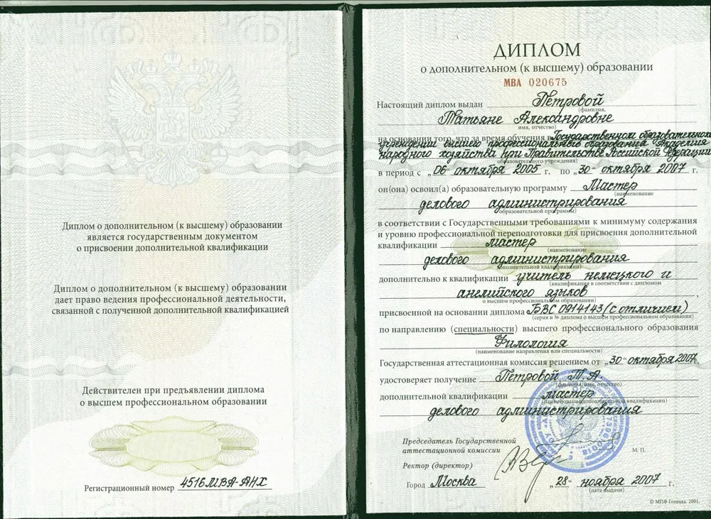 Диплом MBA