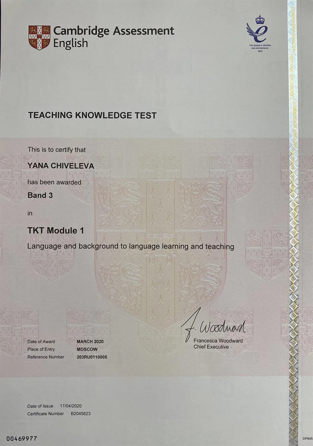 TKT certificate 