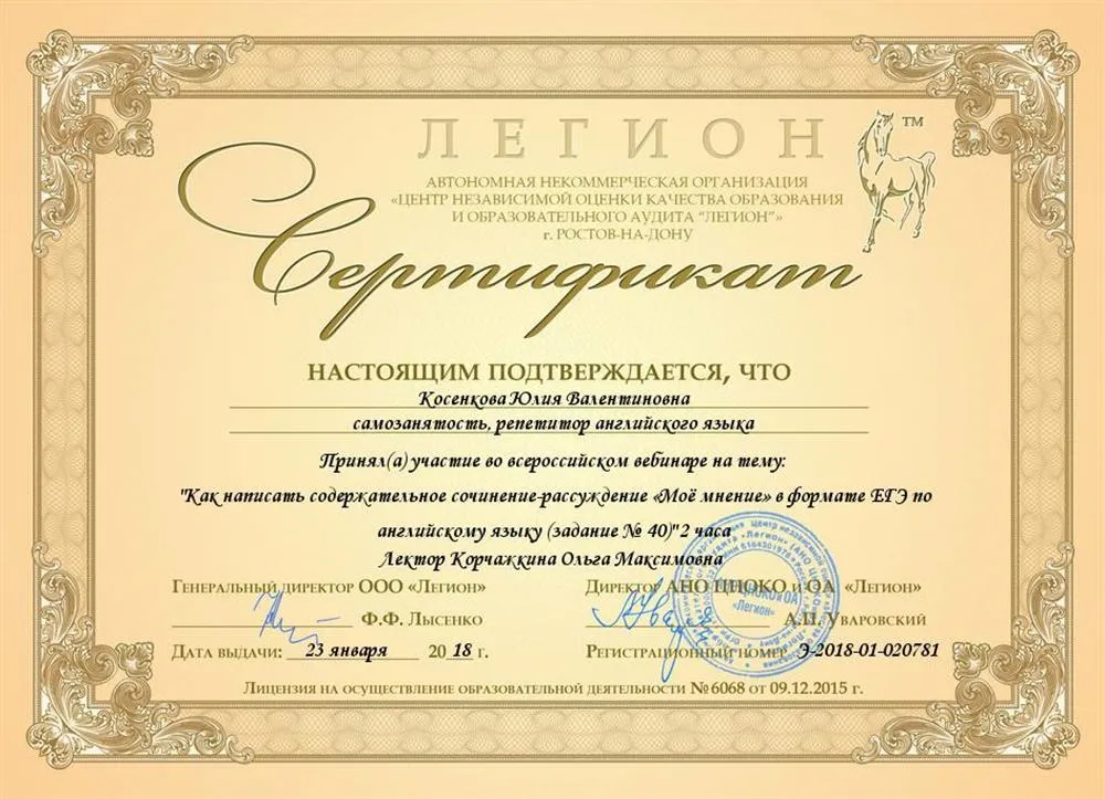 Вебинар "Как написать сочинение-рассуждение "Мое мнение"в формате ЕГЭ