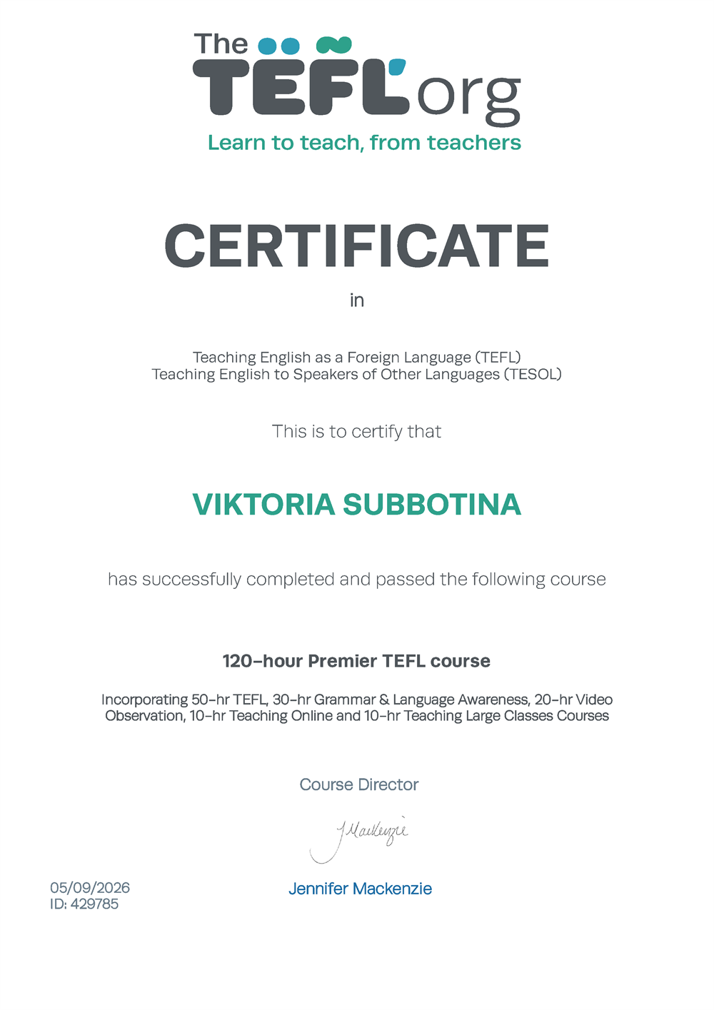 TEFL Certificate