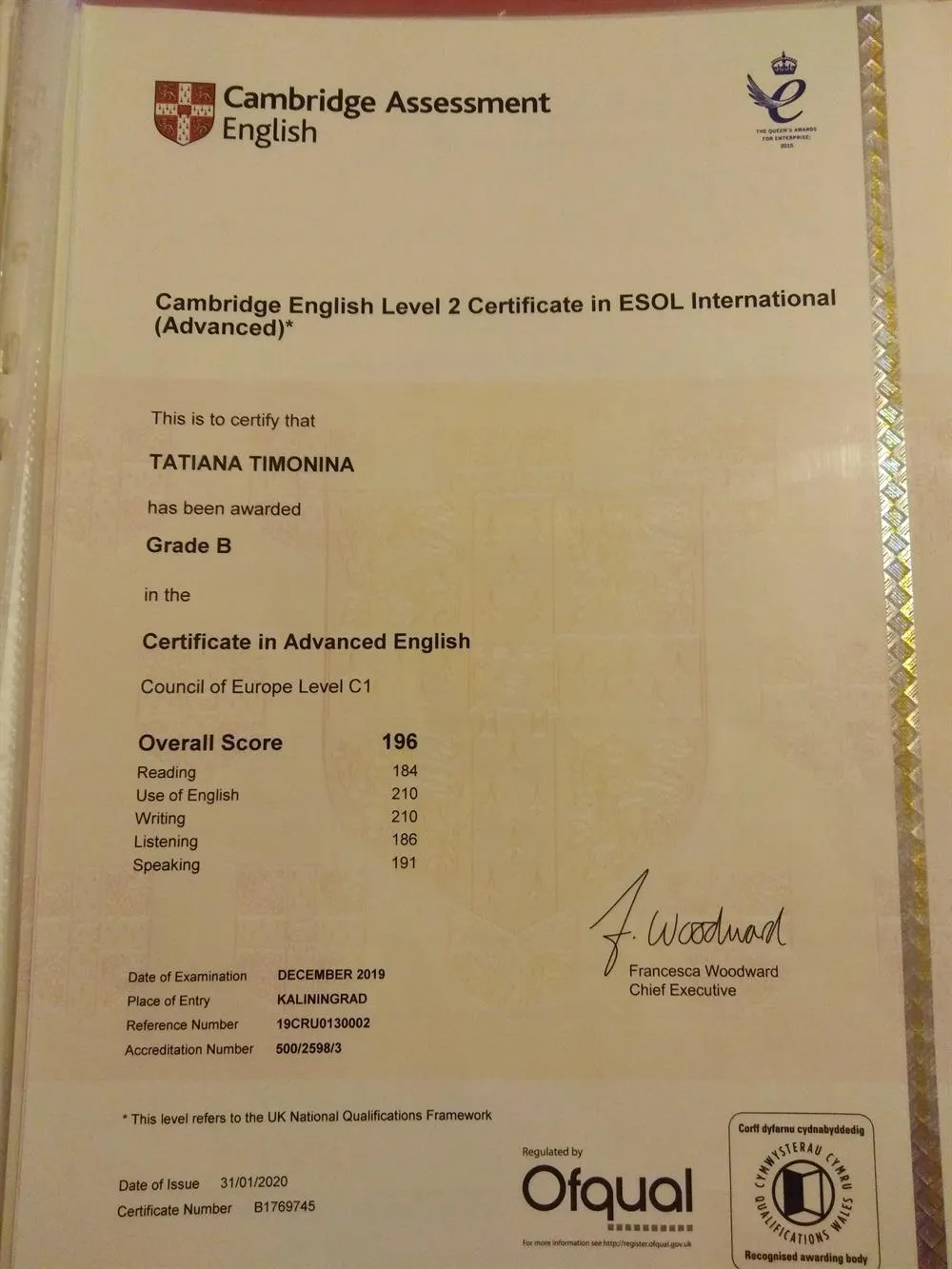 Cambridge Certificate in Advanced English (C1)