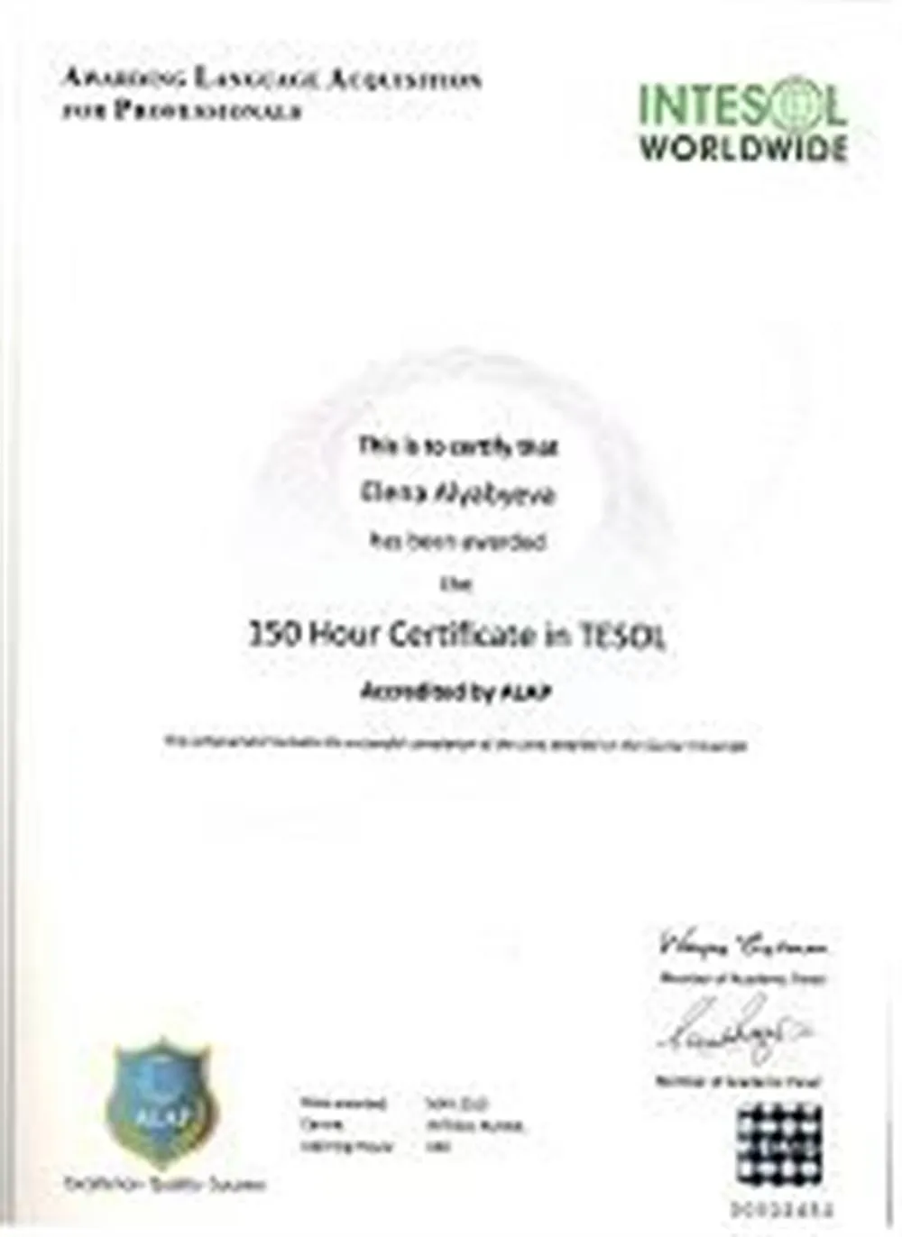 TESOL certificate (Cambridge ESOL)