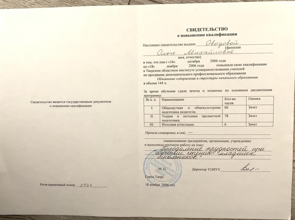 Свидетельство