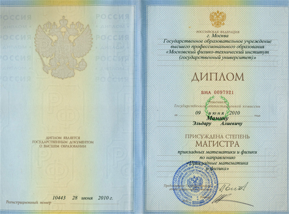 Диплом магистра 2010