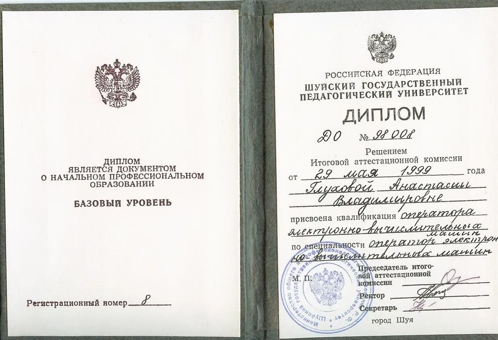 Диплом оператора ЭВМ